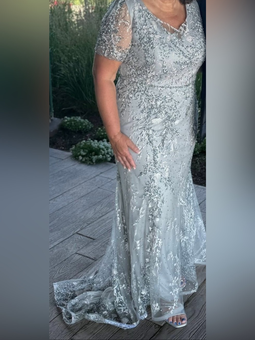 Silver/Blue/Rose Embellished Wedding Dress for Womens